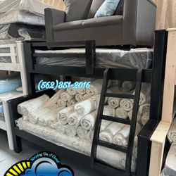Twin Full Black Bunk Bed With Mattresses Colchones Camas 