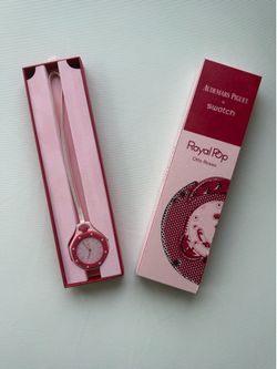 Swatch x AP  Royal Pop Otto Rosso Quartz Analog Watch Pink Leather Strap w/ Box