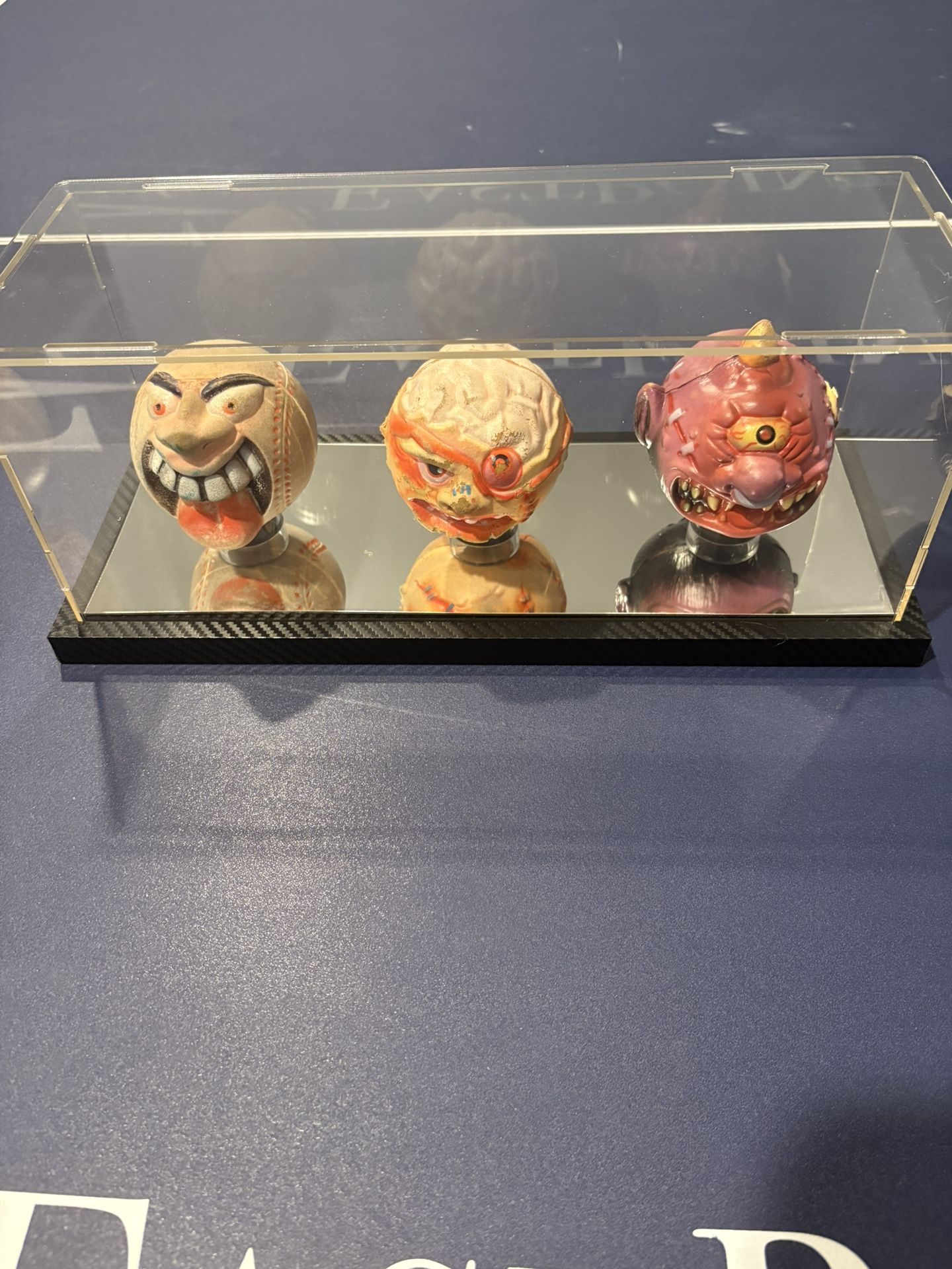 Lot of 3 1985 Madballs – Screamin’ Meemie, Horn Head, Bash Brain + Display 