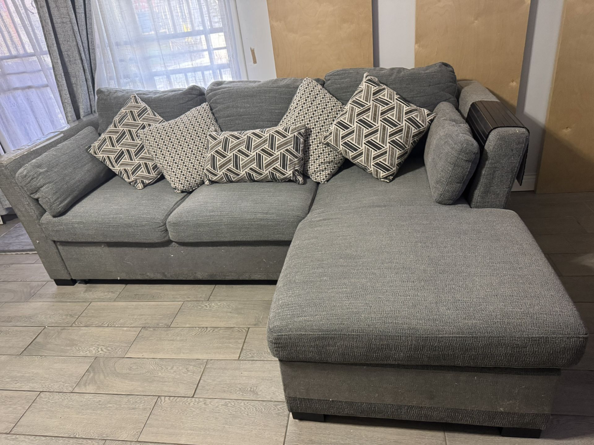 Playday Gray 93” 2 Piece Left Arm Facing Pop-Up Sleeper Chaise Sectional
