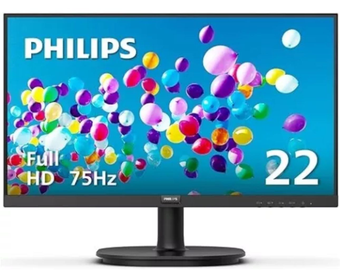 PHILIPSw 22" Thin Frame Monitor Full HD 1920 x 1080 75Hz Eye Care HDMI VGA VESA