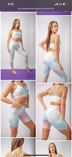 Women Seamless Scrunch Leggings Set Gym Activewear Yoga Workout