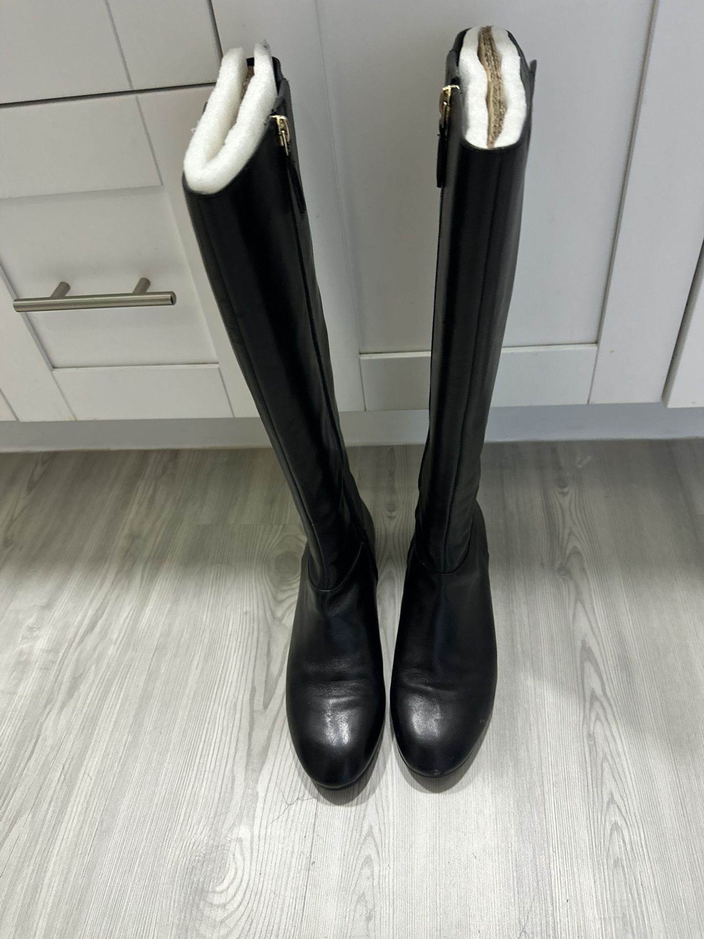 Nine West Black Leather Knee-High Boots (Size 8.5)