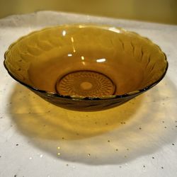 Amber Etched Design Glass Bowl