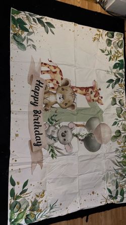 Safari Animals Happy Birthday Party Backdrop