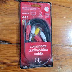 GE General Electric Composite Audio Video Cable 6 feet Model# 33216 New Sealed