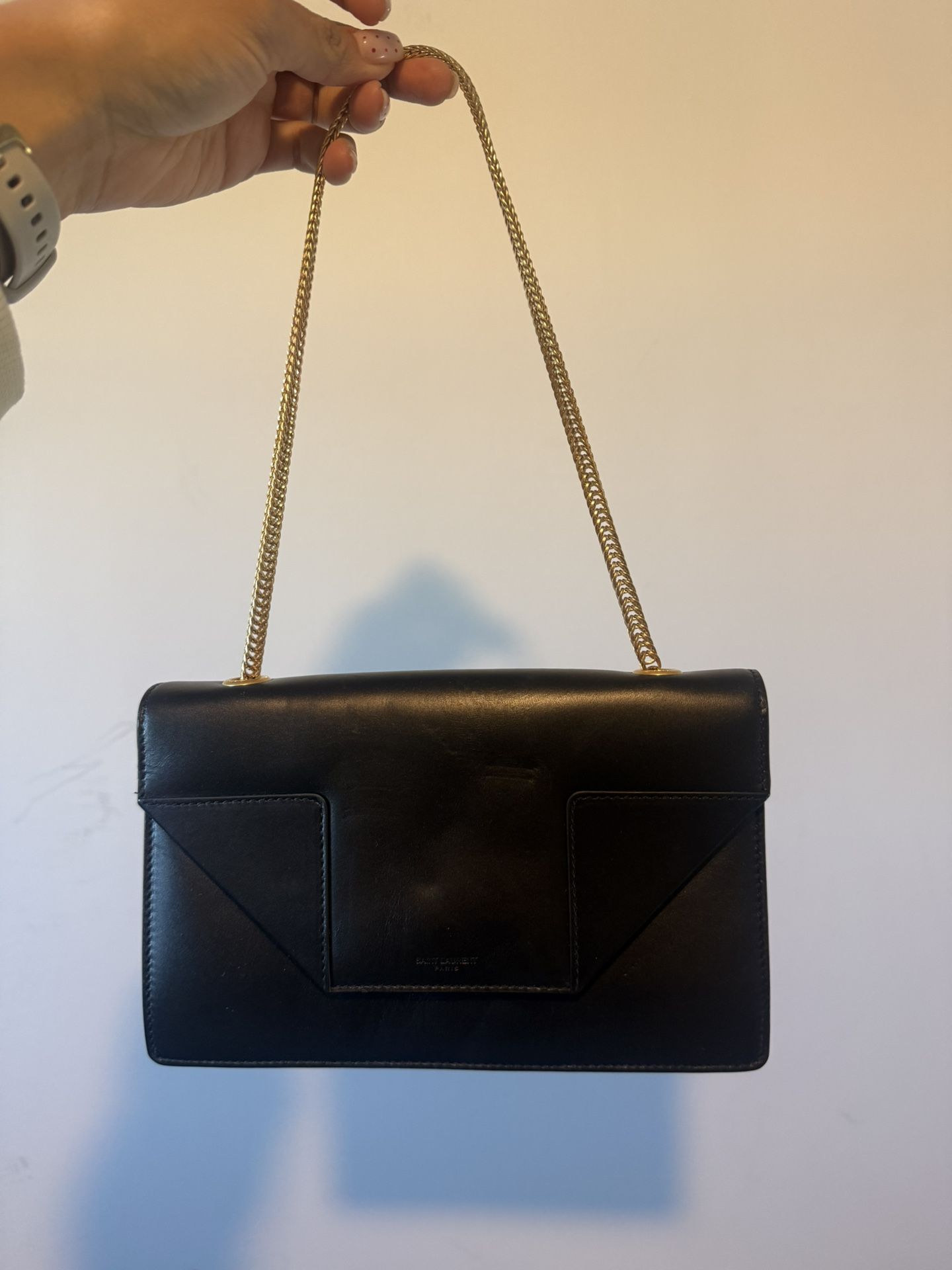 Saint Laurent Paris Black Leather Chain Shoulder Bag Gold Hardware