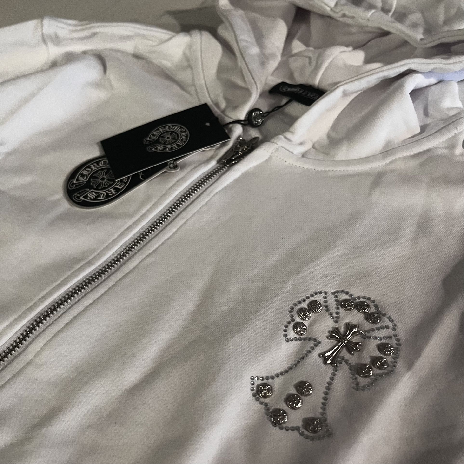 Chrome Hearts White Rhinestone Zip up Size L