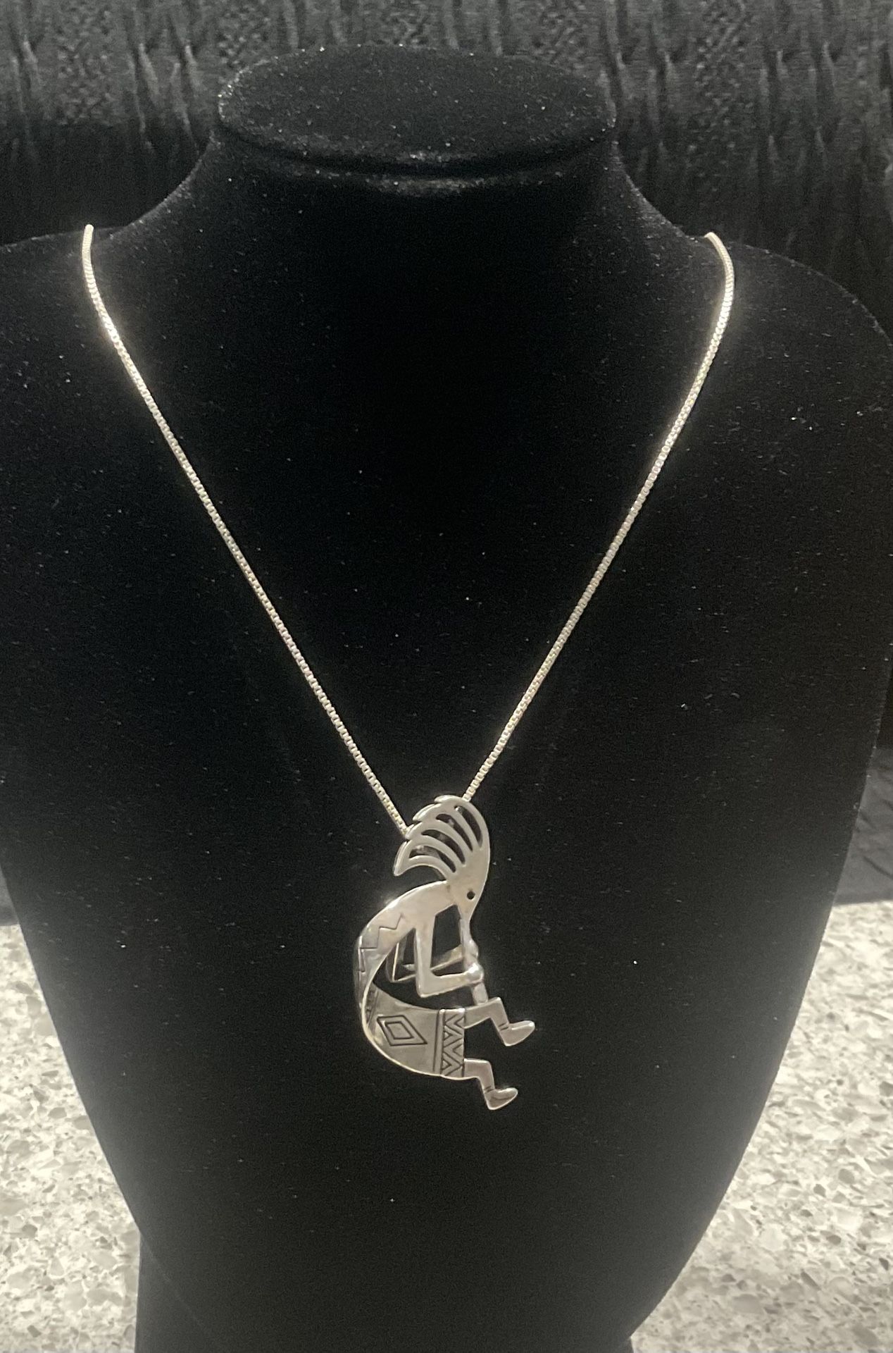 Sterling Silver Kokapelli Navajo 24” Necklace