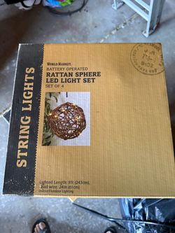 World Market Rattan Sphere LED String Lights – Set of 4