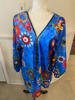 New In Bag Woman’s Miss Look 3/4 Sleeve Zipper Top Size 2X