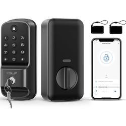 Smart Door Lock Keypad Compatible with Alexa Google Home, 5-in-1 Smart Entry Door Lock with Bluetooth & Door Sensor, Smart Deadbolt via App Control fo