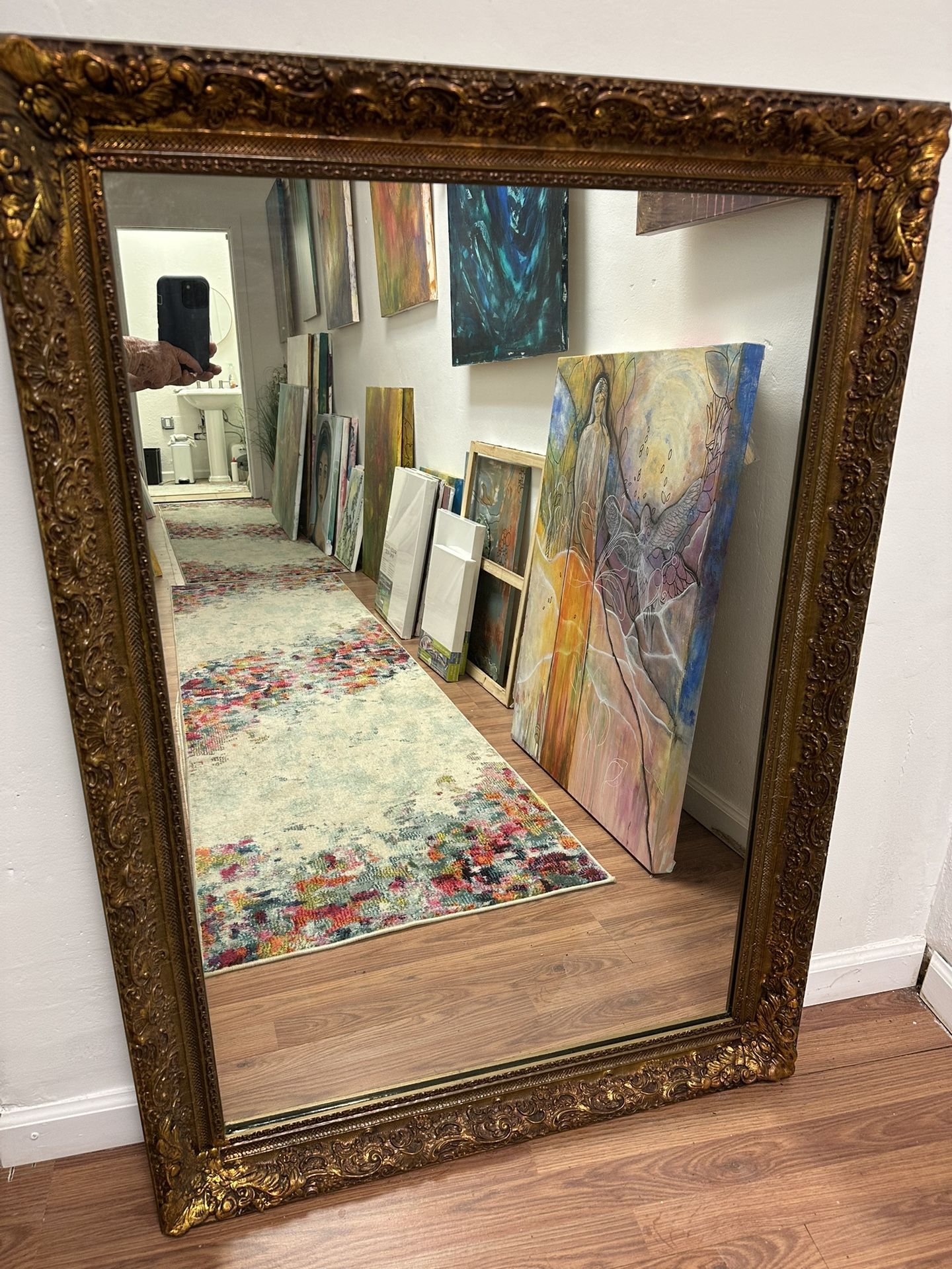 Antique Large Golden Finish Mirror