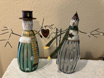 Two Christmas Snowmen Votive Burners