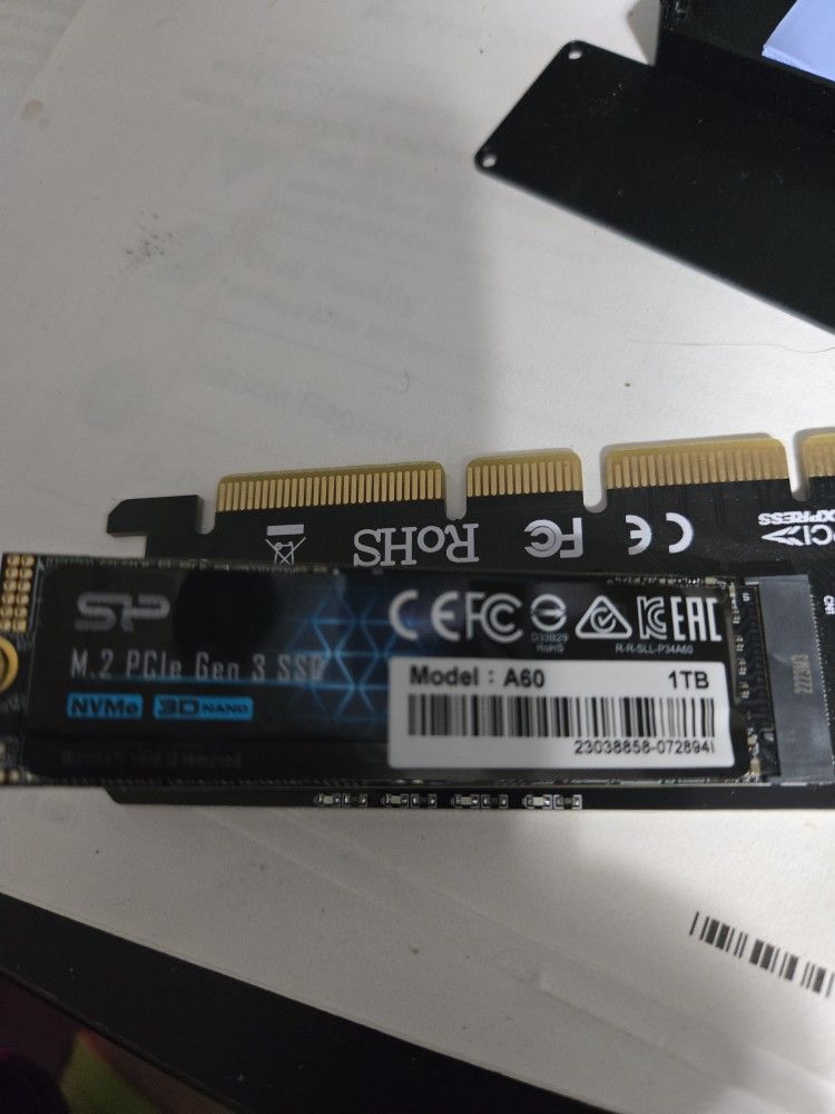 1TB NVMe HDD In PCI-EXPRESS 16 Add In Module