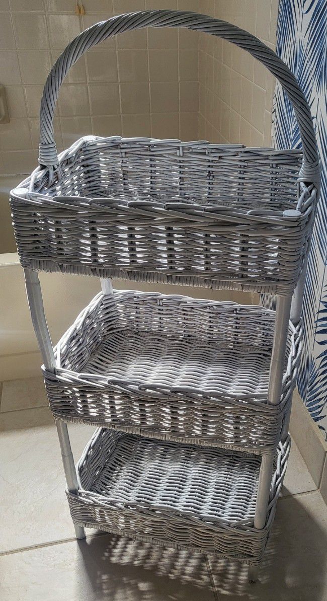 Wicker 3 Tier Basket Stand Mint Condition 