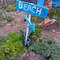  Beach  This Way Sign