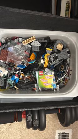 Large Lot of Mixed LEGO Pieces and Minifigures