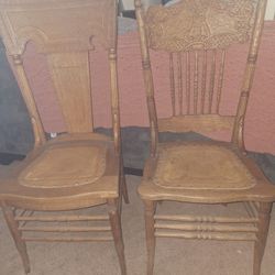 Pair of Antique Solid Oak Press Back Dining Chairs (c. 1900)7