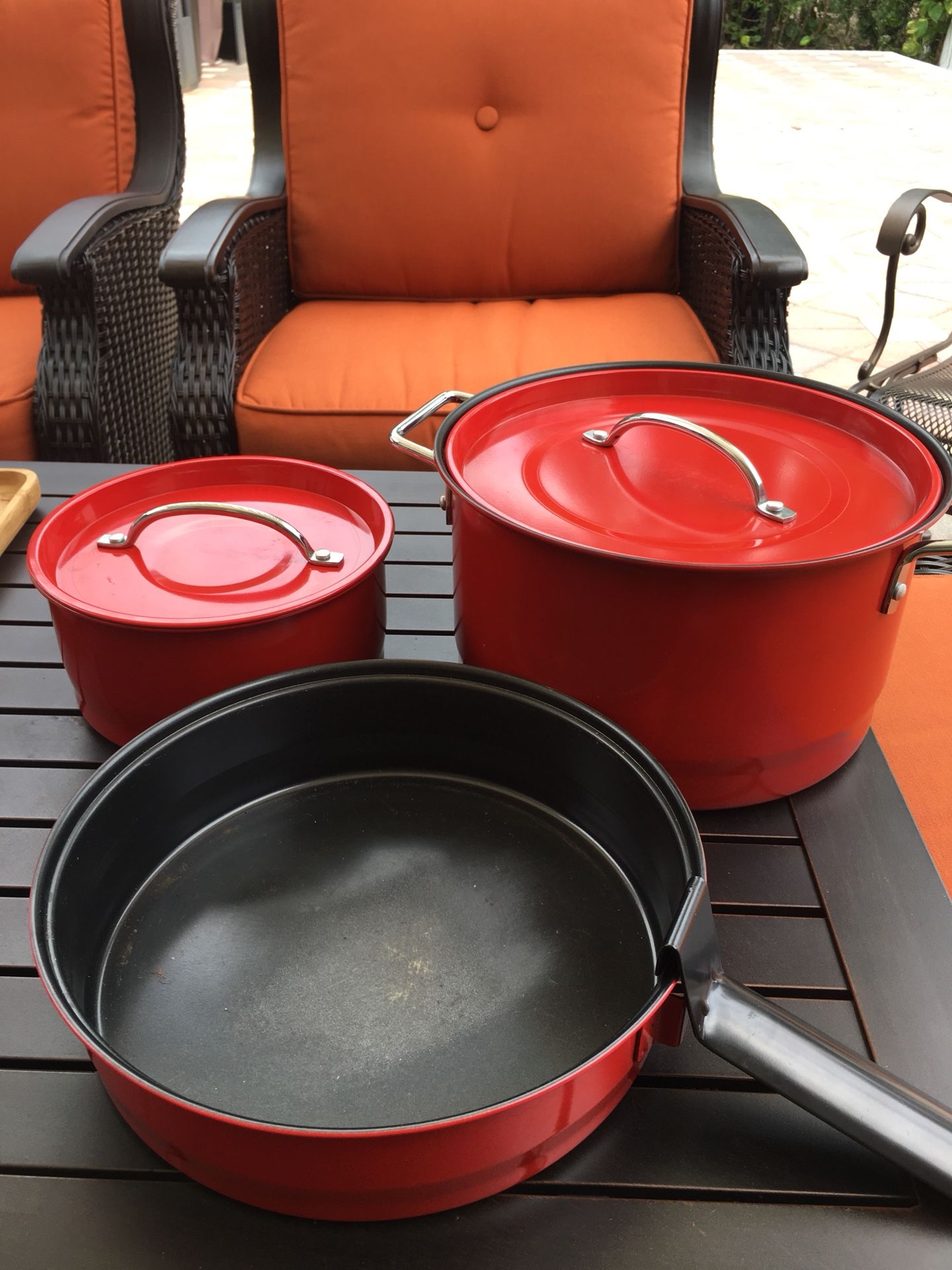 Coleman camping cookware cookset in red enamel for Sale in Boca Raton