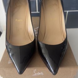 Christian Louboutin Pigalle 100 Patent Black Heels 8.5/38.5