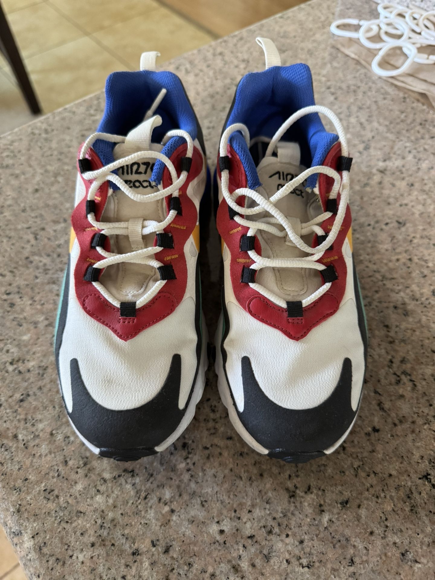 Nike Air Max 270 React Bauhaus Size Youth White Black Red Yellow