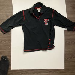 Vintage Logo Athletic Texas Tech Red Raiders Long Sleeve Polo Shirt Kid’s XL