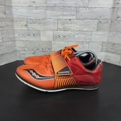 Saucony Soarin J2 Track Jump Pole Vault Athletic Shoes Red Orange Men's US 11.5