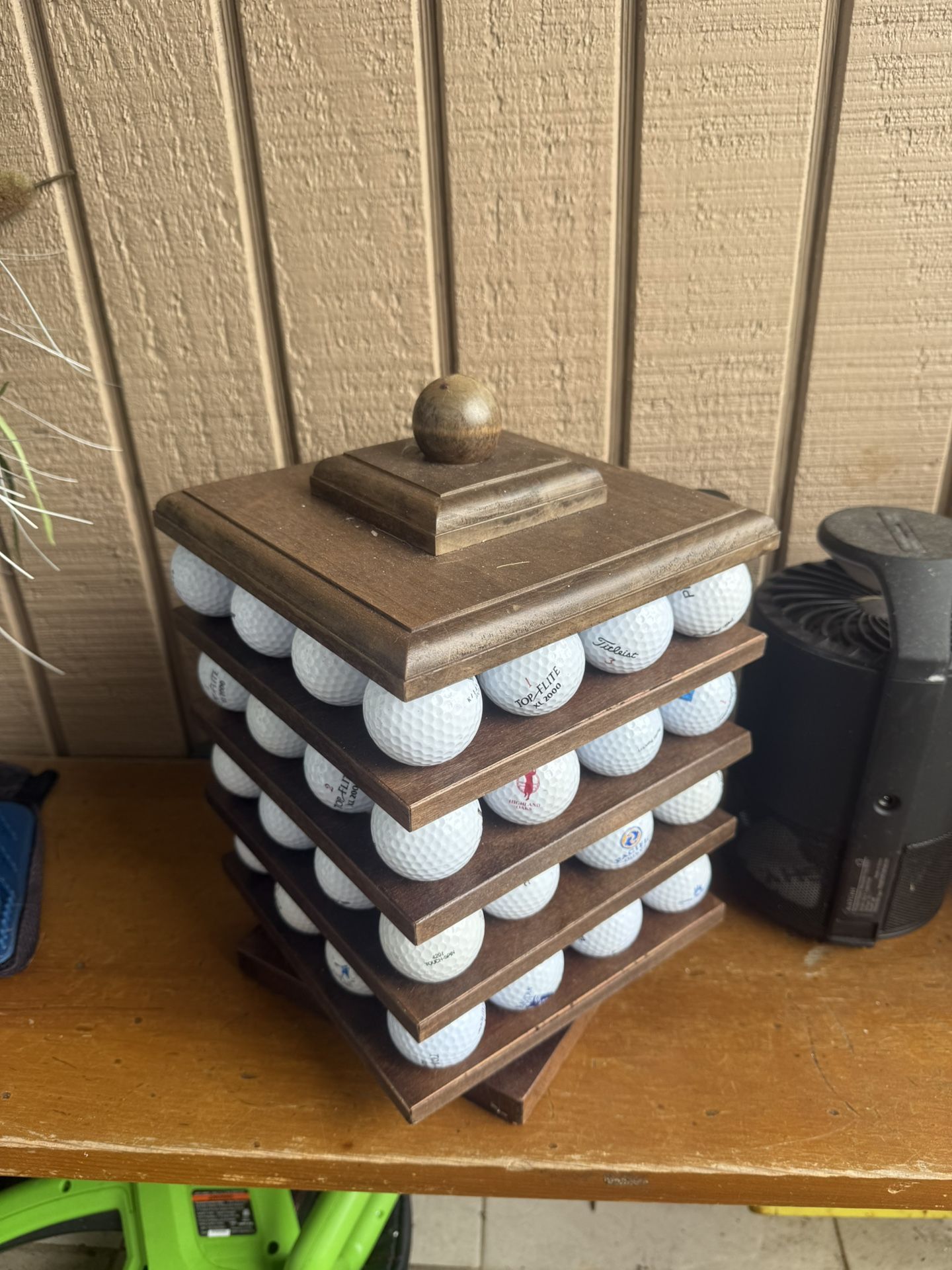 Wooden Golf Ball Display Tower