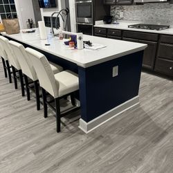 Navy Velvet & White leather Chairs 