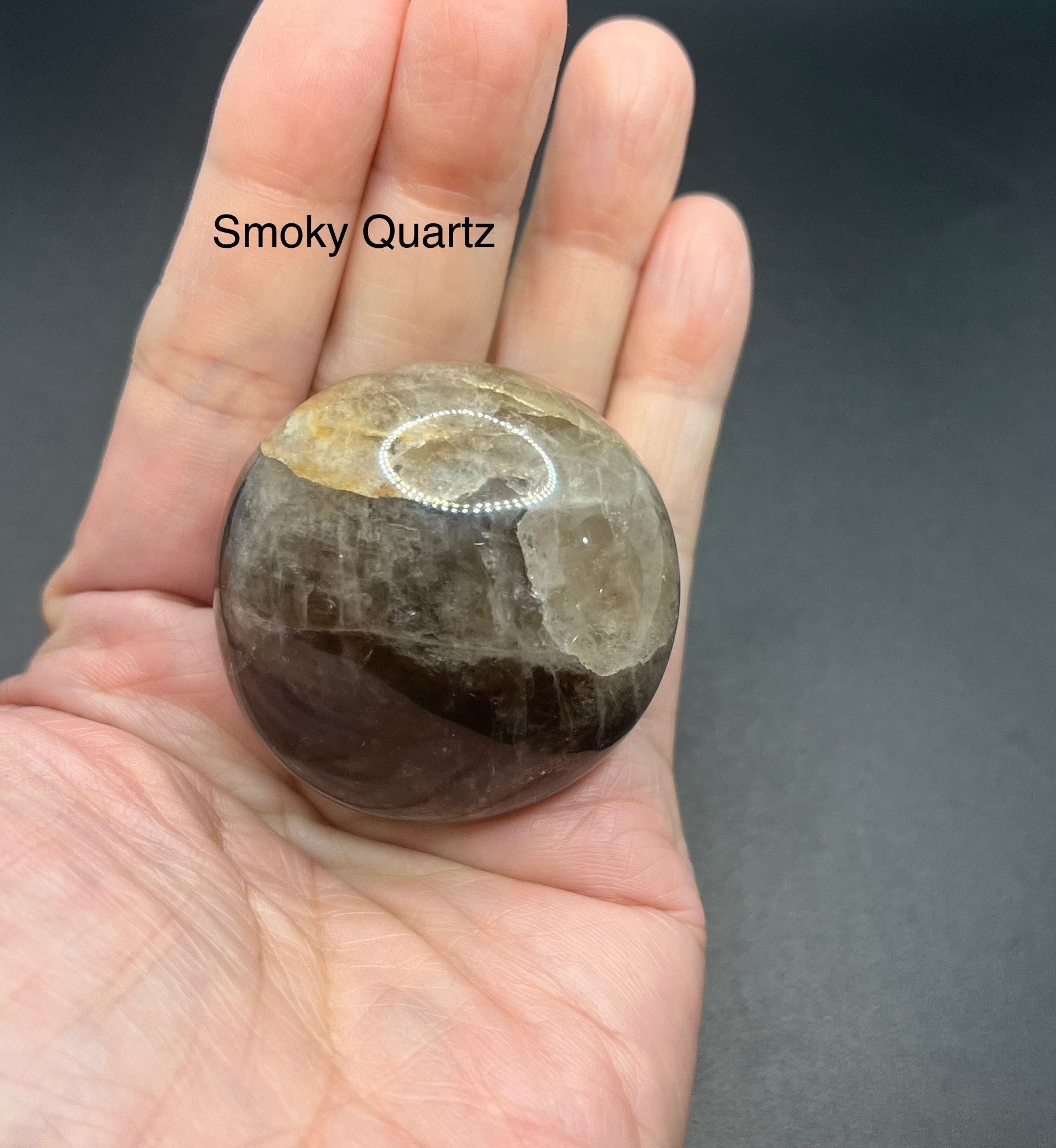 Smoky Quartz Genuine Palm Stone from Brazil 94g Gorgeous !