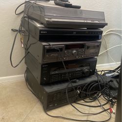 Vintage JVC Record Player Sony Denim Receiver 5 PCs Works Great