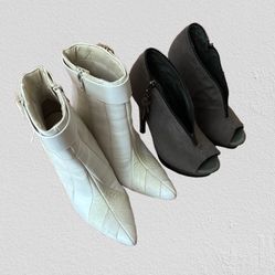 2 of Stylish Women's Ankle Boots - White and Gray 