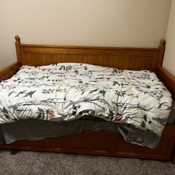 Wooden Trundle Bed (Mattress Not Included) 