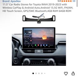 11.5" Car Radio Stereo for Toyota RAV4 2019-2023 with Wireless CarPlay & Android Auto,Android 13,5G WiFi, FM/AM, HD Touch Screen, GPS/SWC Bluetooth,4G
