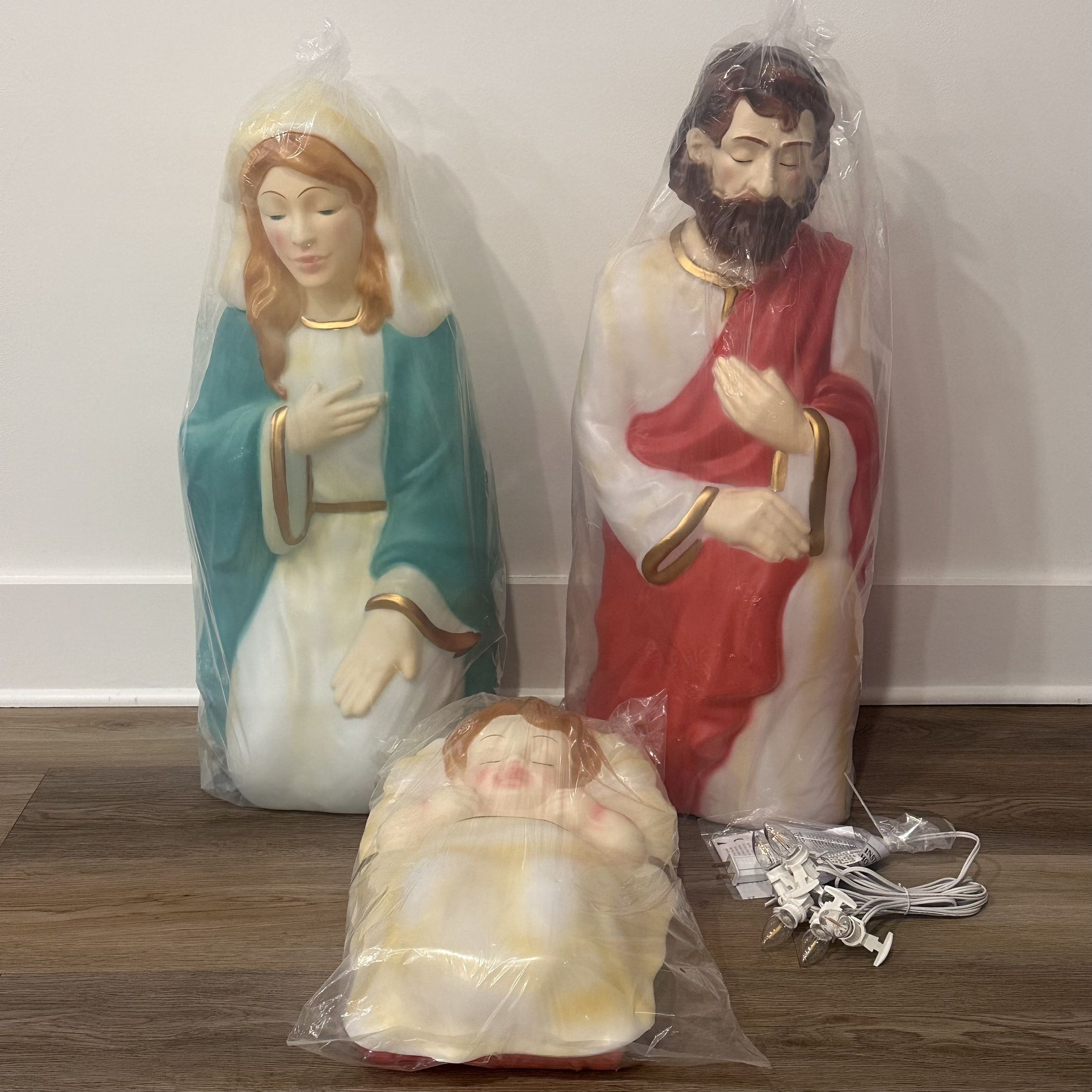 Holiday Time 28" Set of 3 Nativity Scene Lighted Blow Mold Yard Decor Mary Jesus