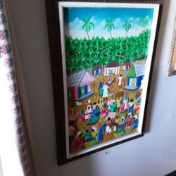Folk Art Haitian Market Day Painting