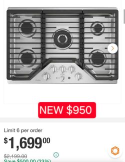 ✨️ GE Profile 30 in. Gas Cooktop in Stainless Steel with 5 Burners including Power Boil Tri-Ring Burner #2844