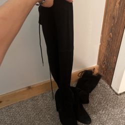 Black Thigh High Booties