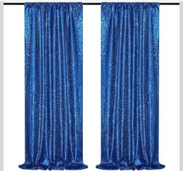 Royal Blue Sequin Backdrop Curtains 2 Packs 2ftx8ft Sparkly Backdrop Fabric Glitter Backdrop for Party Ceremony Wedding Background Decoration