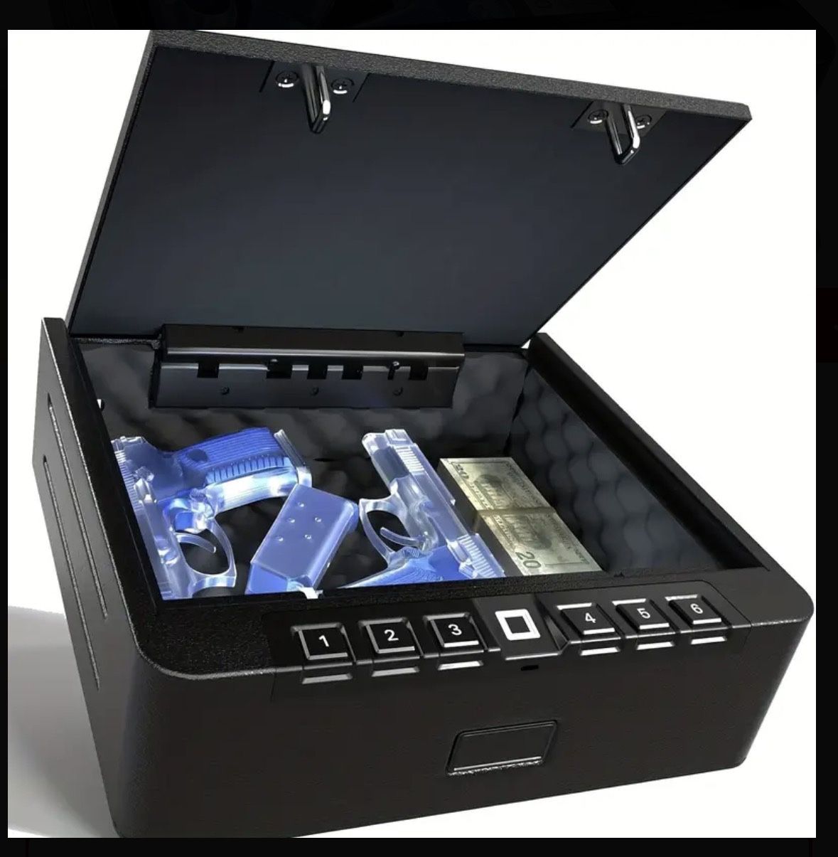 Biometric Gun Safe for Pistols - Quick-Access, Upgraded Fingerprint Handgun Safe with USB Port, Keypad, and Silent Mode for Home, Bedside, Nightstand,