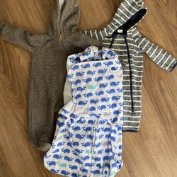 3-8 Month Winter Bundle Jumpsuit Fleece Sleep Bag 