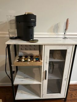 Rustic White Coffee Bar Shelf – Excellent Condition