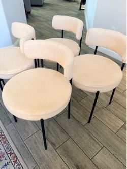White Boucle Dining Chairs (set of 4)