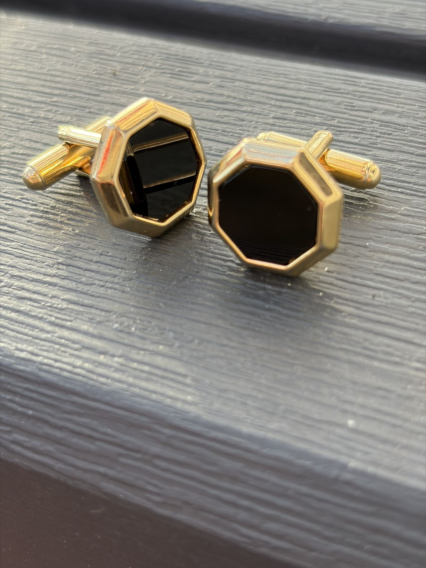 Gold Black Men's Cufflinks Stainless Steel Cufflink, Polygon Cuff Links Jewelry Gift for Men