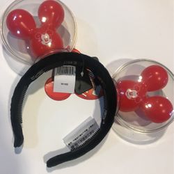 New Disney Parks Light Up Mickey Balloon Ears | Color: Pink/Red 