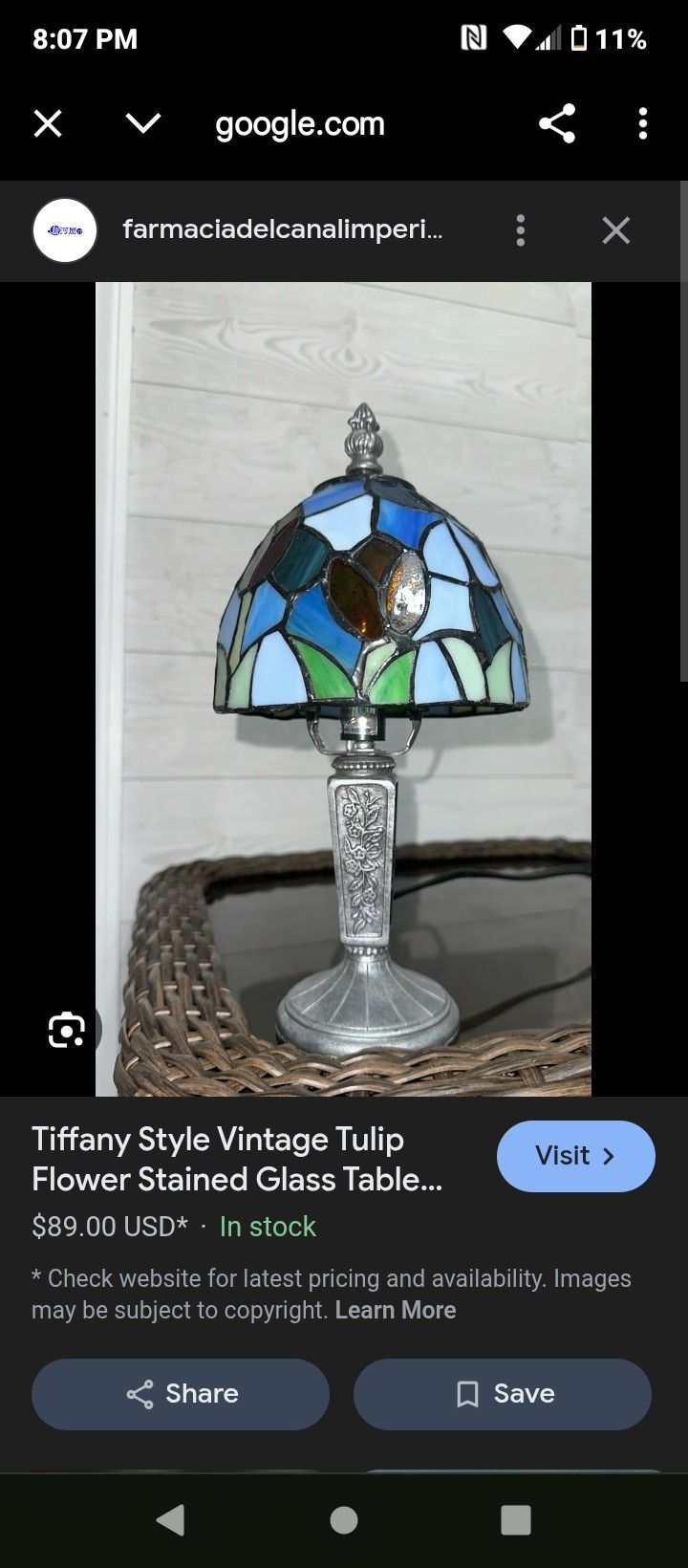 Antique Tulip Staind Glass Lamp