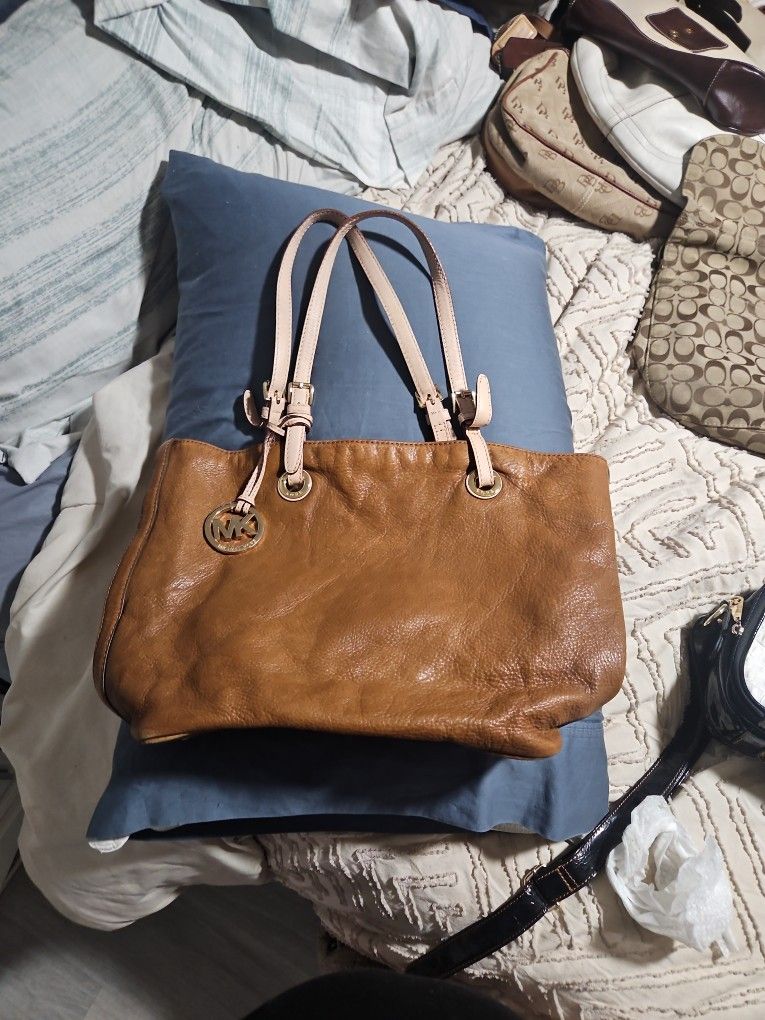 Michael Kors Brown Leather Hobo Bag