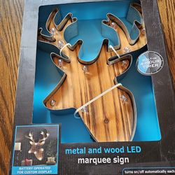 Metal & WOOD SIGN / BATTERY OPERATED 
