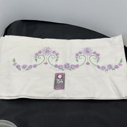 Vintage Thread Drawn Hems Standard Size Embroidered Pillowcases  Pair